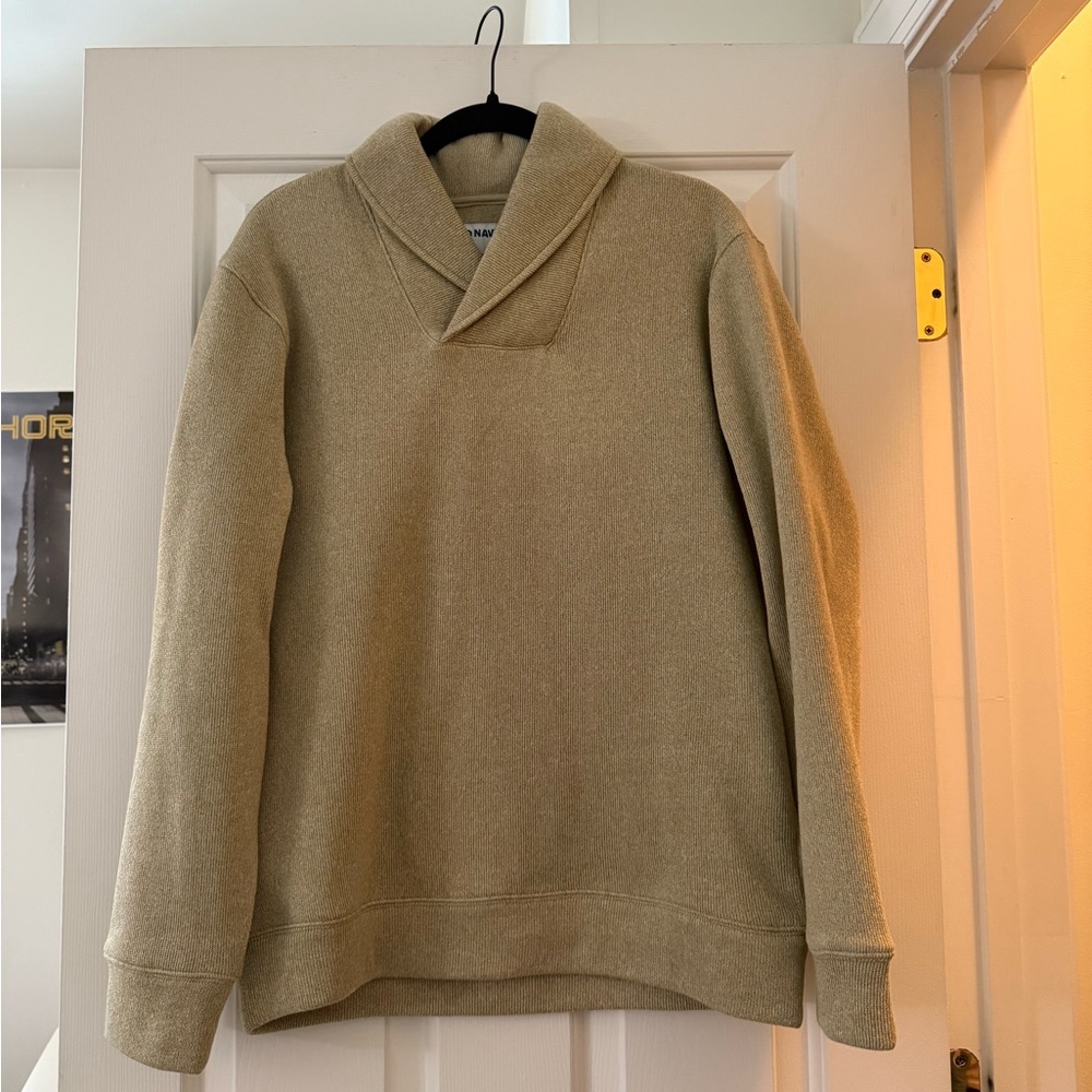 Old Navy Tan V-Neck Sweater with Ribbed Cuffs